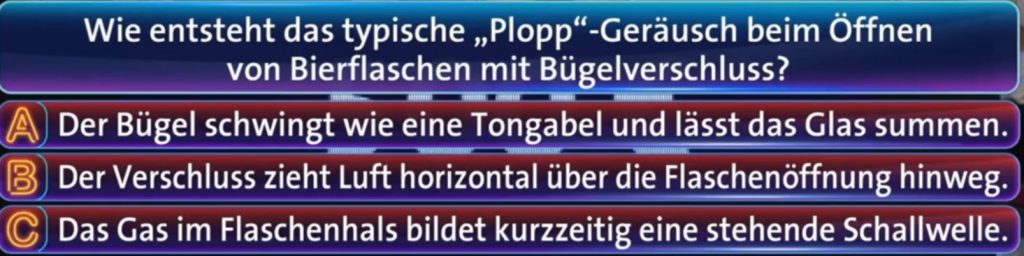 TV-show question of the popping sound