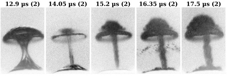 Mushroom bubble in the experiment